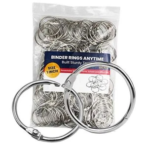 Binder Rings 1 Inch 100 pcs-Sturdy Book Rings-Loose Leaf Binder Ring for Index - Picture 1 of 8