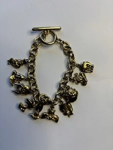 Vintage Warner Brothers 1992 Looney Tunes Cartoon Charm Bracelet Gold Tone 8” - Picture 1 of 7