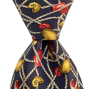 VALENTINO Mens 100% Silk Necktie ITALY Designer NAUTICAL Dis. N. 6359 Blue EUC - Picture 1 of 3