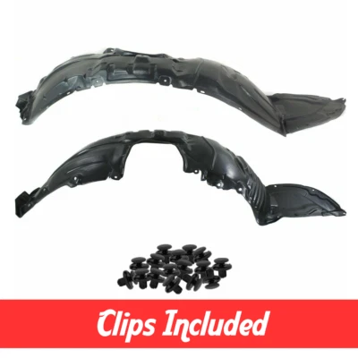 Front Driver & Passenger Side Fender Liner Set w/ Clips For 2010-2013 Mazda 3 - Image 1 of 4