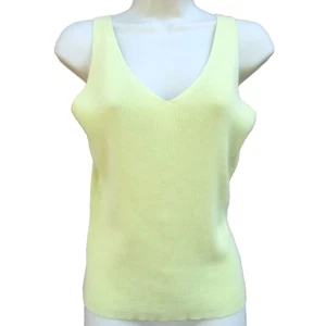 Pierre Cardin Top Womens M Green Sweater Knit V Neck Pullover Sleeveless Cotton - Picture 1 of 3