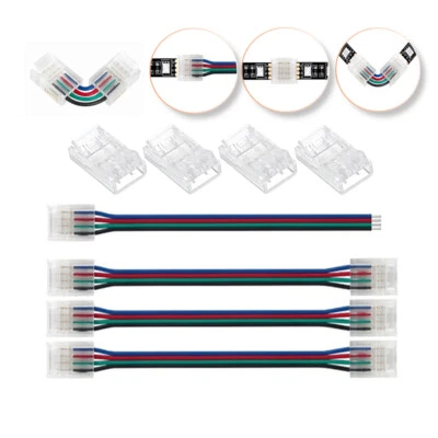 4pin Transparent Solderless Cover Connector For 10mm width 5050 RGB LED strip - Image 1 of 4