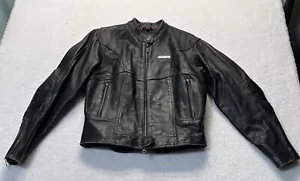 Harley Davidson Womens Vented Black Leather Jacket Riding Size L Distressed - Picture 1 of 18