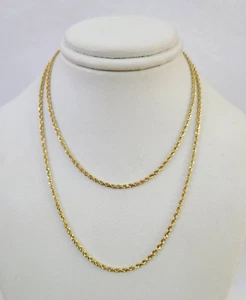 Real 18k Yellow Gold Rope Chain Necklace 20 Inches 1mm Men Women 18KT SOLID - Picture 1 of 8