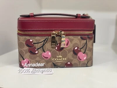 NWT Coach Cosmetic Case In Signature Canvas With Cherry Print CZ025 - Image 1 of 4