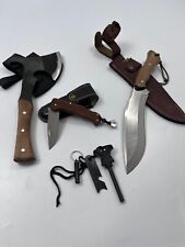 4 Pieces Camping Equipment Set Knife Pocket Knife Camping Ax Fire Starter Kit