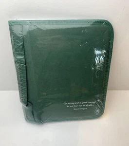 Green Zip Bible Cover Organizer Deuteronomy 31:6 - BRAND NEW! - Picture 1 of 4