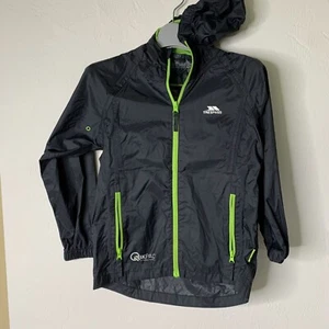 Trespass Kids Youth Child 7/8 Lightweight Waterproof Black Qikpac Jacket - Picture 1 of 7