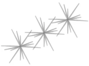 Pack de 3 adornos Starburst de 15" con brillo plateado - Imagen 1 de 1