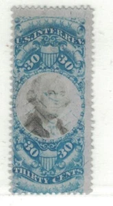 Sc# R113 Thirty Ct azul y negro Rev. Sello - Imagen 1 de 2