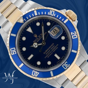 Rolex Submariner Two Tone 40mm Blue Dial & Insert Gold Bezel Oyster Watch 16613T - Picture 1 of 10