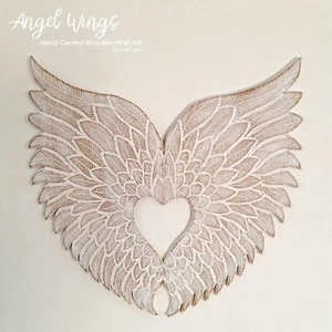 Angel Wings Decoration Sculpture Children Room Decore Headboard White Shabby Chi - Picture 1 of 8