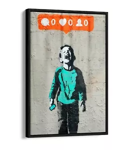 BANKSY ""SIN REDES SOCIALES"" - EFECTO FLOTANTE LIENZO IMPRESIÓN ARTÍSTICA - GRAFFITI ARTE CALLEJERO - Imagen 1 de 12