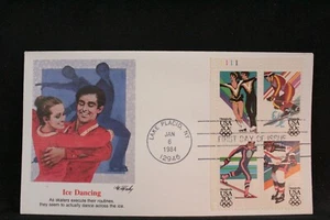 USPS FDC #2067-70 1984 20c 14th Winter Olympic Games Block of 4 Fleetwood ST923 - Picture 1 of 3