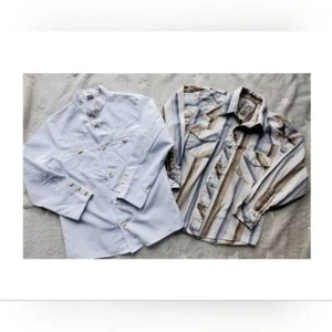 New No tags Boy Sz 5 Lot of 2 Western Charro Shirts button down Striped Solid - Picture 1 of 14