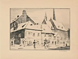 Albert R Thayer (1878-1965) CHRISTMAS DAY etching PENCIL SIGNED Listed - Picture 1 of 2