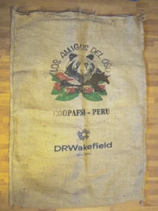 Used 69kg empty Jute Coffee Sack from Peru with bear motif design, Good. - Picture 1 of 2