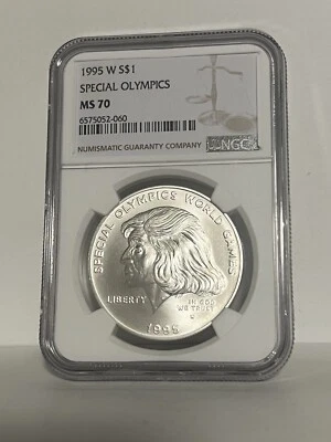 MS70 1995 W Special Olympics Commemorative Silver Dollar NGC * - Image 1 of 2