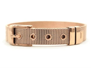 Echt 18K Roségold plattiert Armband Mesh verstellbar Gürtelschließe schwarz Geschenkbox - Bild 1 von 12
