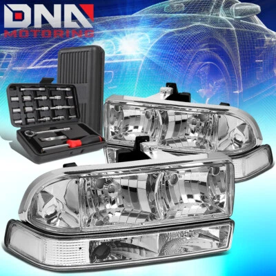 PARA CHEVY S10 1998-2004 PICKUP BLAZER FAROS PARACHOQUES LÁMPARAS + HERRAMIENTAS CROMO/CLARO Foto 1 de 4