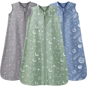 Baby Sleep Sack 12-18 Months 3 Pack 100% Cotton Lightweight 0.5 TOG Wearable Bla - Picture 1 of 12