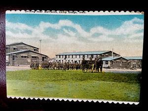c1917 Soldiers Drilling Near Barracks At Camp Dodge, Iowa Vintage Postcard - Picture 1 of 2