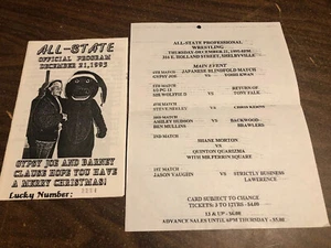 Raro programma vintage anni 90 ALL STATE WRESTLING GYPSY JOE Tennessee Wwf Wcw Ecw WWE - Foto 1 di 7