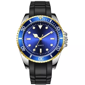 Luxury Stainless Steel Case Silicone Men's Watch - Blue - Picture 1 of 5