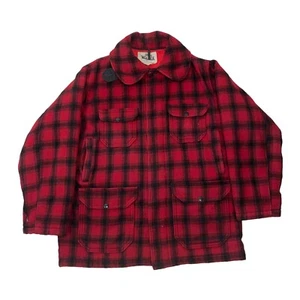 Vintage Woolrich Mackinaw Buffalo Red Plaid Hunting Jacket Coat Men’s Sz 42 LRG - Picture 1 of 17