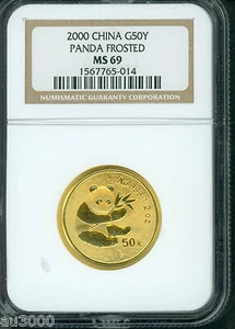 2000 Frosted GOLD Chinese PANDA 1/2 Oz. NGC MS69 CHINA 50Y Yn 50-Yuan G50Y 50-Y - Picture 1 of 2