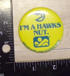 VINTAGE NBA BASKETBALL ATLANTA HAWKS MAUMA LOA PROMO PINBACK BUTTON PIN REVERS - Bild 1 von 2