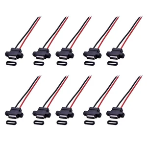 10PCS Type-C 2Pin Welding Wire Female Waterproof Female Socket Rubber Charging - Afbeelding 1 van 7