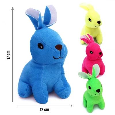 4 Stück Sitzender bunter Hase Kuscheltier - 17 cm Osterhase Plüschtier - Bild 1 von 4