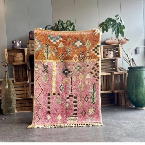 Alfombras marroquíes tejidas a mano-moderna alfombra de lana colorida alfombras de lana anudadas a mano Foto 1 de 4