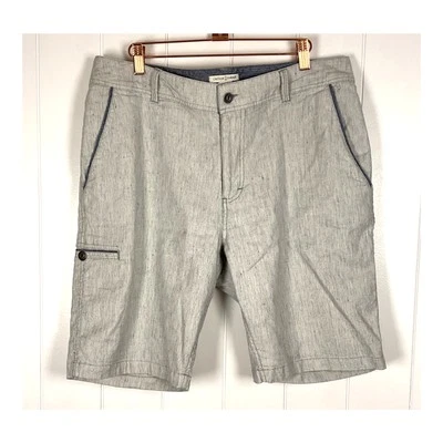 Pantalones Cortos Carbon 2 Cobalto Panache Mezcla de Lino 33" Cintura Azul Claro Informal Carga Foto 1 de 4