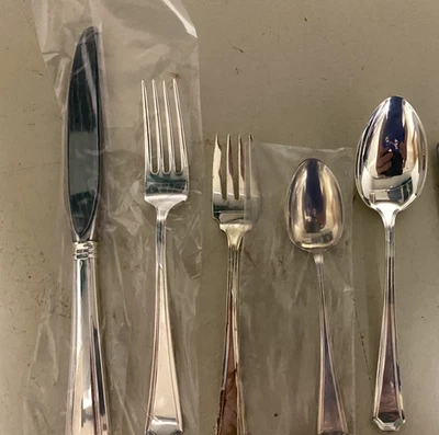 JUEGO DE CUBIERTOS GORHAM FAIRFAX ESTERLINA PARA 8 POR 5 LUGARES TALLA AÑOS 80 34 TOTAL Foto 1 de 4