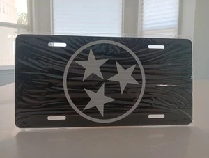 Tennessee Flag Isolated Volunteers Black Tri-Star License Plate 6×12 Inch - Picture 1 of 2
