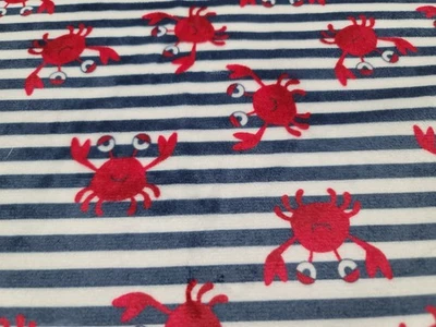 CRABBY STRIPE Navy Fabric MINKY Michael Miller Whales Collection NEW By The Yard - Image 1 of 3