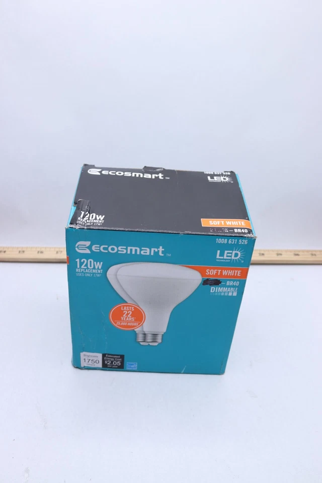EcoSmart Flood Light Dimmable LED Light Bulb BR40 2700K Soft White 120W Eqv - Image 1 of 4