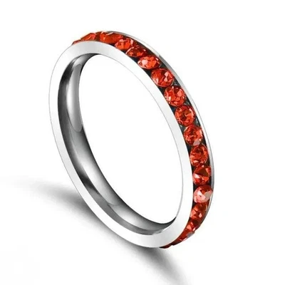 Stainless Steel Eternity Color Crystal Stackable Fashion Ring 3mm - Image 1 of 4