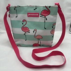 Geckobrands  Lightweight Green Pink Flamingo Crossbody Bag Pockets Waterproof - Picture 1 of 11