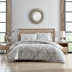 Stone Cottage - Queen Comforter Set, Reversible Cotton Sateen Bedding with Ma... - Picture 1 of 11