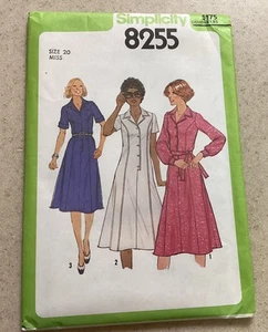 Simplicity 8255Button Front Dress Size 20 3 Versions New, Uncut - Picture 1 of 2