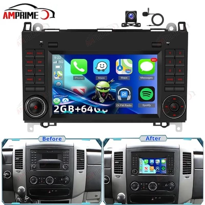 AMPRIME Autoradio 2+64G Android 15 GPS Navi BT per Benz Sprinter W906 2006-2016 +Kam MIC
