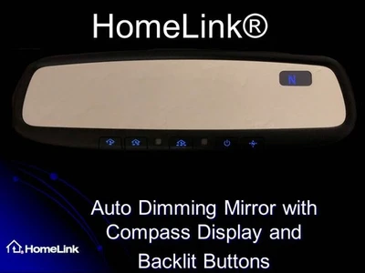 Gentex Homelink 4 Mirror with a Blue Display & Backlit Buttons& Installation Kit - Image 1 of 3