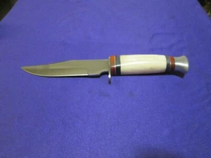 BEAUTIFUL BOWIE STYLE HUNTING KNIFE W/BONE HANDLES & STAINLESS STEEL BLADE - Picture 1 of 5