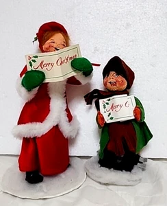 Christmas Poseable Victorian Figures Annalee Mobilitee Carolers Boy & Lady - Picture 1 of 23