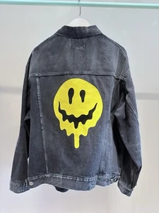 NWT Balenciaga Dissolved Smiley Grey Denim Distressed Oversized Jacket Size XS - Picture 1 of 9