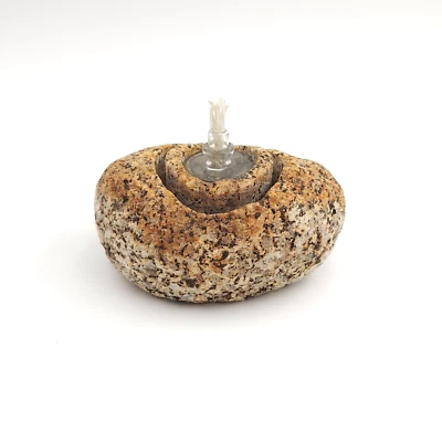 Каменный каменный масляный подсвечник с фитилем и стеклянным настольным декором коричневая лампа для дома - Изображение 1 из 4