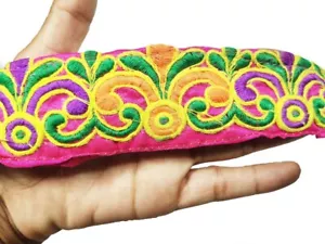 Multicolor Embellishment Trimmings Floral Saree Ribbon Embroidered Crafting Trim - Picture 1 of 5